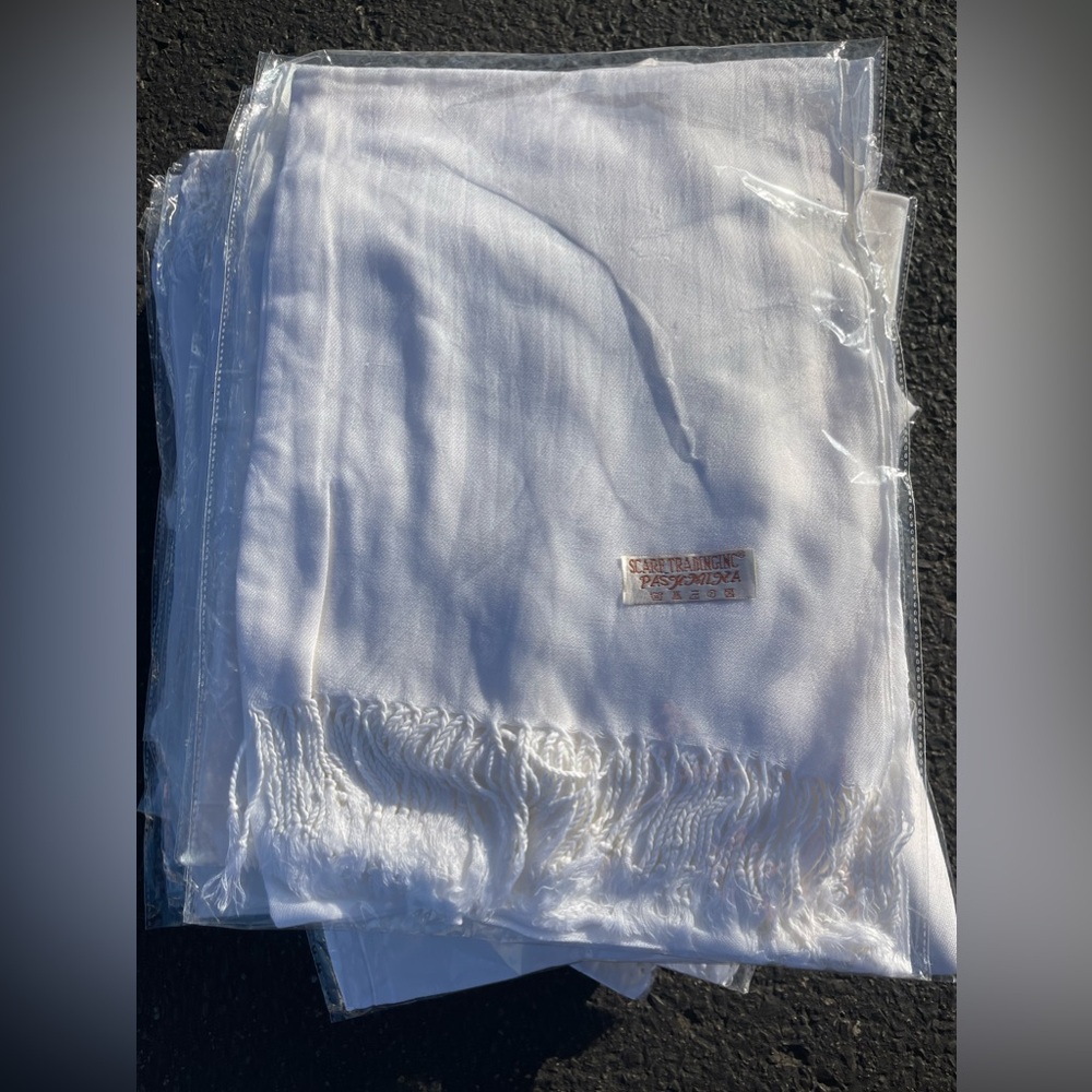 Lot of 3 White Pashmina Head Scarf Throw Head Wrap